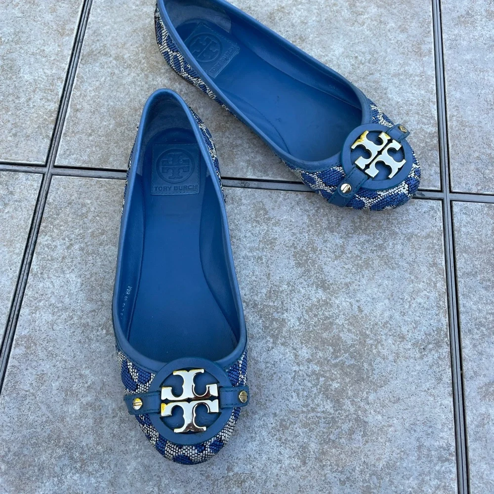 Tory Burch Aden Ballet- Leopard Gold Logo